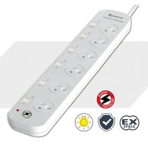 6 Outlet  Individually Switch Surge Protected